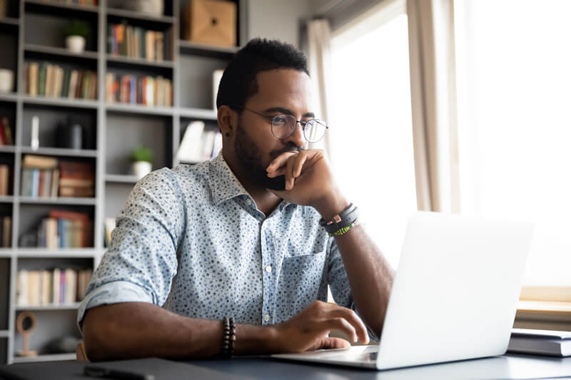 A man tests his skill at spotting common scams